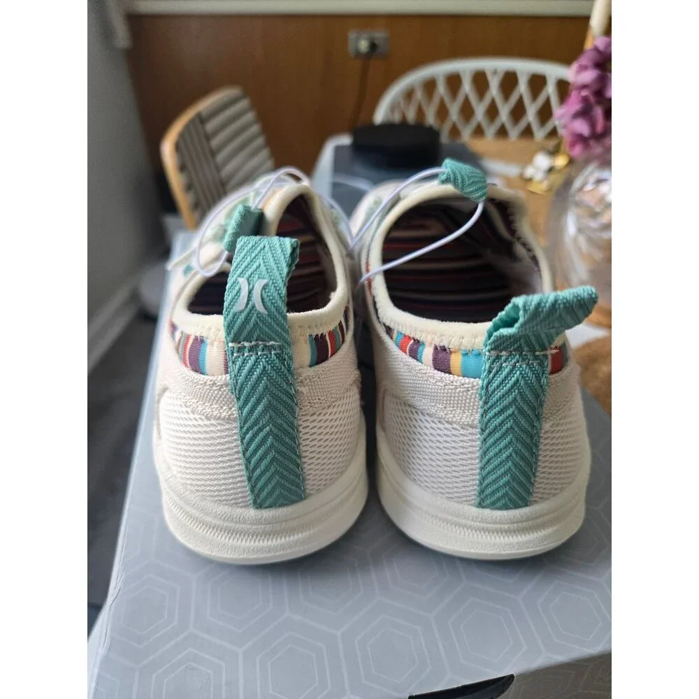 Hurley Womens Bungee Shoes Beige/Teal Striped Insole Lightweight Sneakers Size 6 - Picture 5 of 7